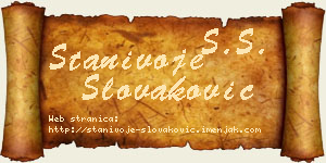 Stanivoje Slovaković vizit kartica
